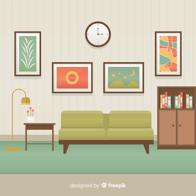 Premium Vector Elegant Living Room Interior With Flat Design