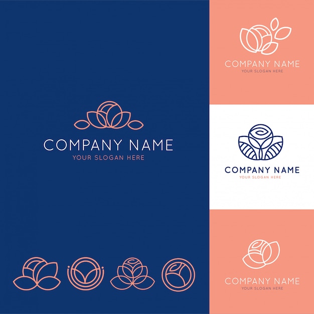 Download Free Elegant Logo For Blue And Pink Flower Business Premium Vector Use our free logo maker to create a logo and build your brand. Put your logo on business cards, promotional products, or your website for brand visibility.