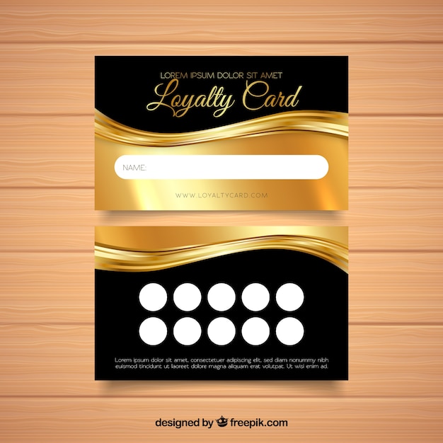 Free Vector Elegant loyalty card template with golden design