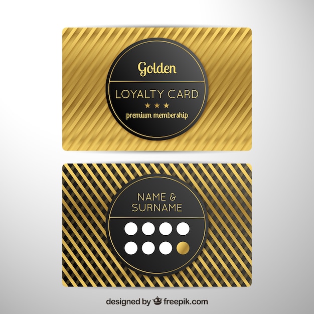 Elegant loyalty card template with golden style Free Vector