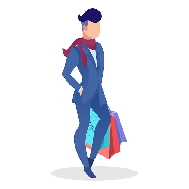 Premium Vector | Elegant male shopper flat vector illustration