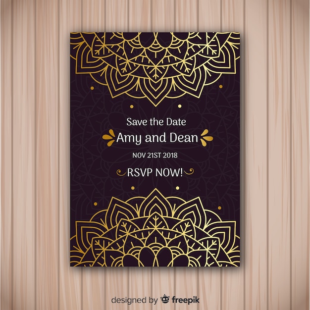 Download Elegant mandala concept wedding invitation Vector | Free ...