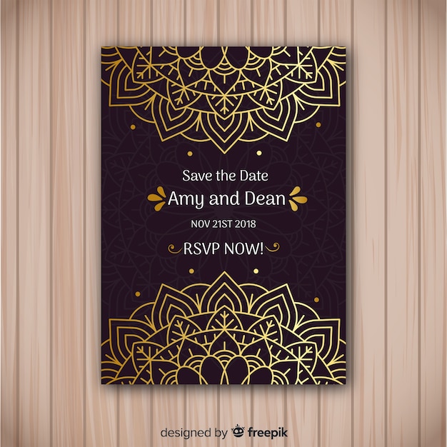 Download Elegant mandala concept wedding invitation Vector | Free Download