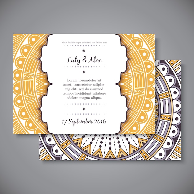 Elegant mandala wedding invitation Vector | Premium Download