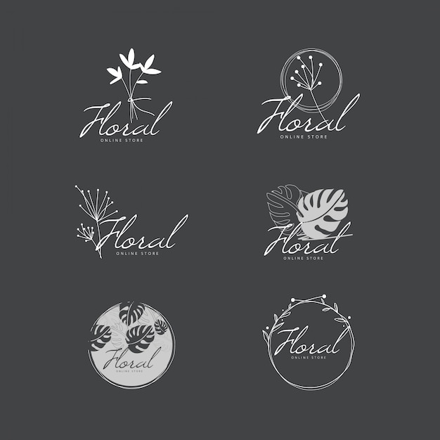 Download Elegant minimal floral logo collection | Premium Vector