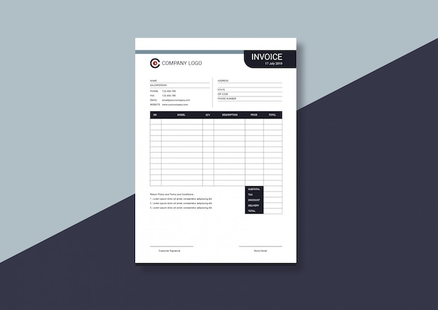 Elegant minimalist invoice template Premium Vector