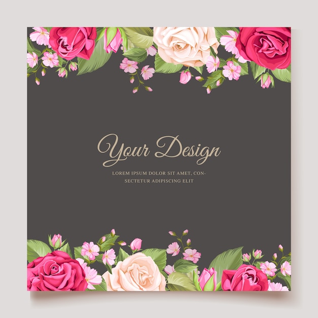 Elegant minimalistic floral wedding invitation template ...
