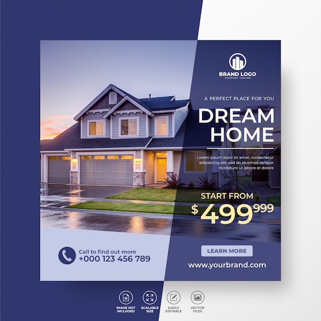 Premium Vector Elegant modern dream home real estate social media