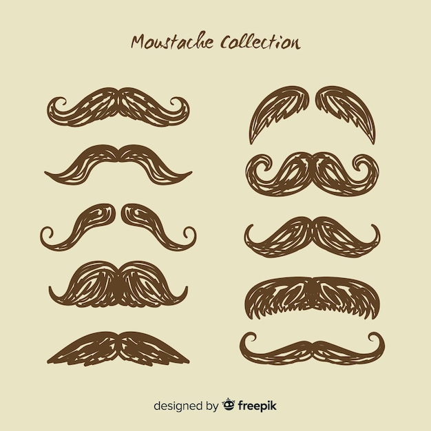 Elegant Moustache Collection With Vintage Style Free Vector