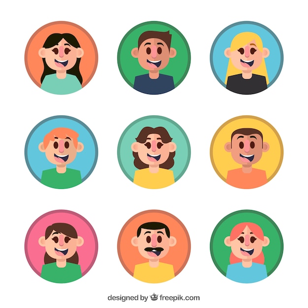 Download Elegant pack of fun avatars | Free Vector