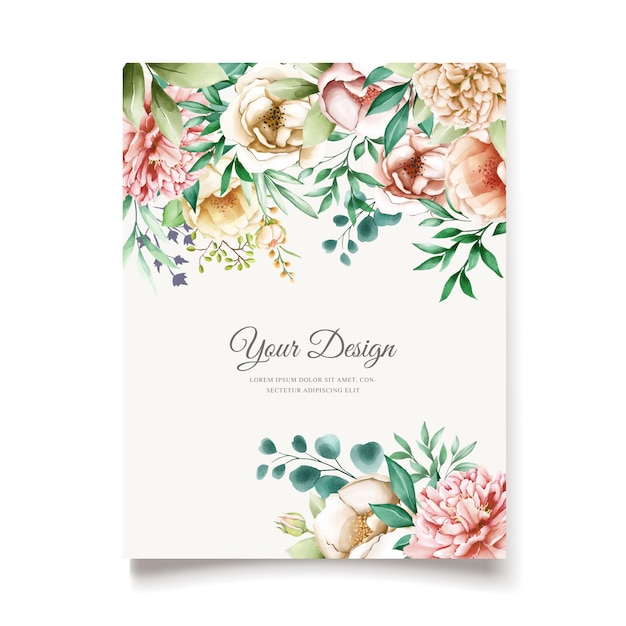 Free Vector Elegant Peonies Invitation Card Template 3195