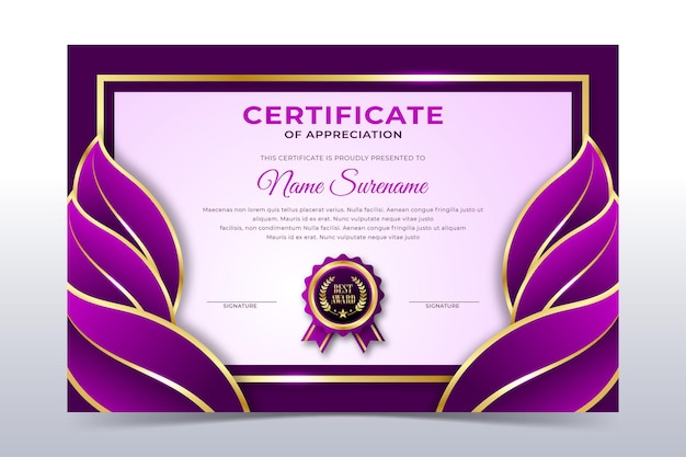 Premium Vector | Elegant Purple Leaves Frame Environmental Certificate