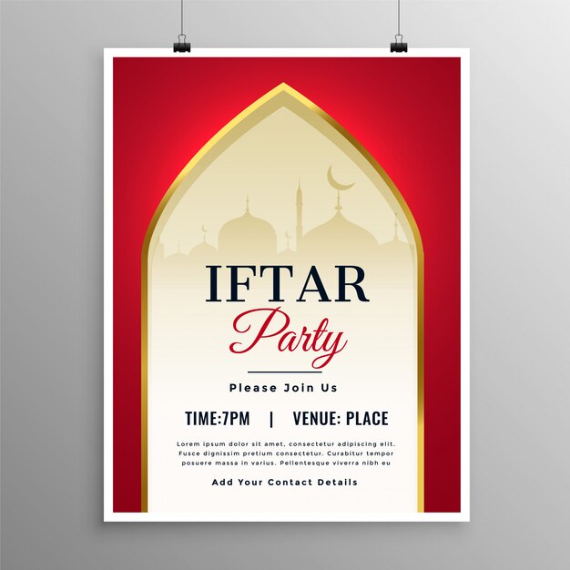 Free Vector | Elegant ramadan iftar party event invitation template