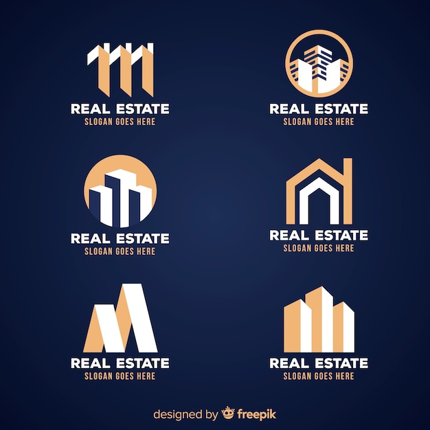 Elegant real estate logo collection | Free Vector