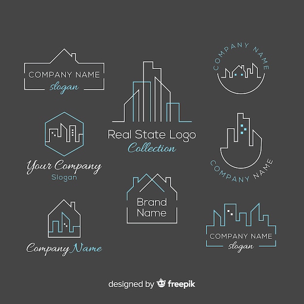 Download Free Elegant Real Estate Logo Collection Free Vector Use our free logo maker to create a logo and build your brand. Put your logo on business cards, promotional products, or your website for brand visibility.