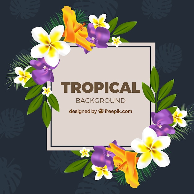 Elegant realistic tropical flowers
background