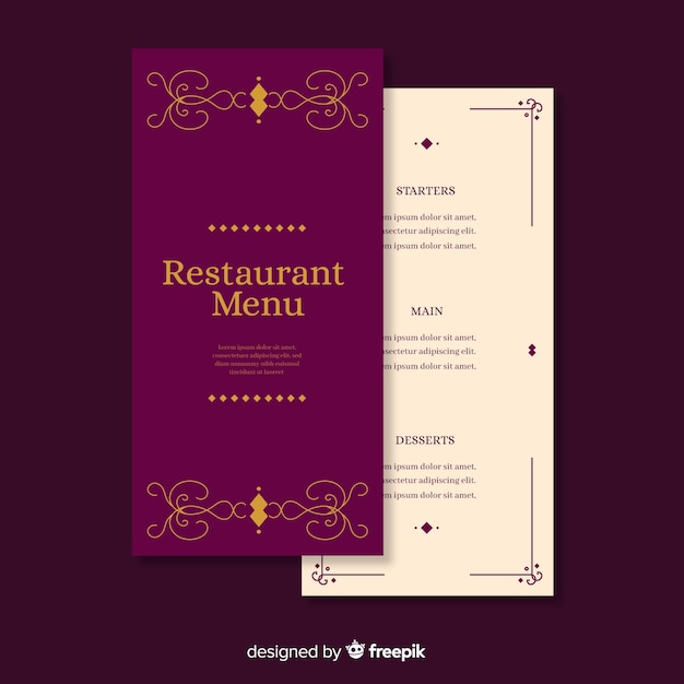 Free Vector | Elegant restaurant menu template with vintage ornaments