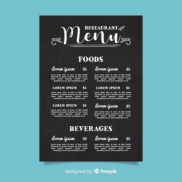 Elegant Restaurant Menu Template With Vintage Typography 