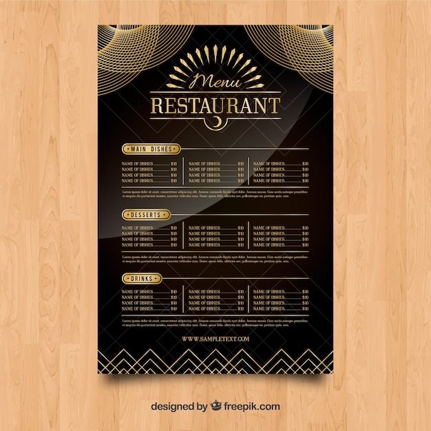 Elegant restaurant menu with golden style Vector | Free Download