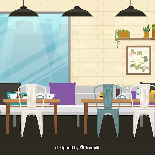 Elegant restaurant with flat design | Free Vector