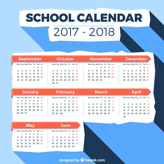 Free Vector | Elegant school calendar with flatdesign