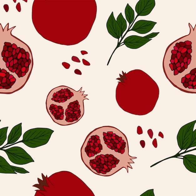 Premium Vector | Elegant Seamless Pattern With Pomegranates