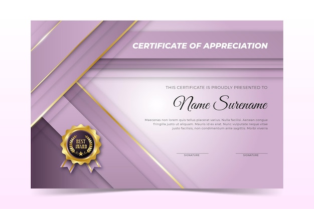 Premium Vector | Elegant shiny purple employee of the month certificate