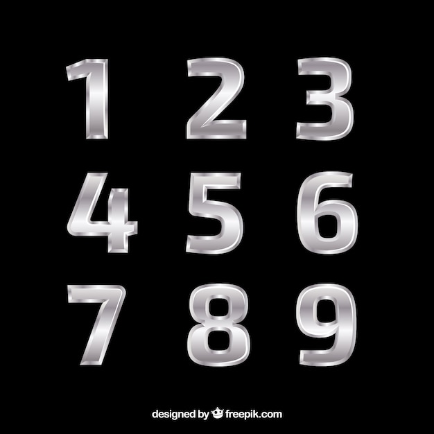 Elegant silver number collection Vector | Free Download