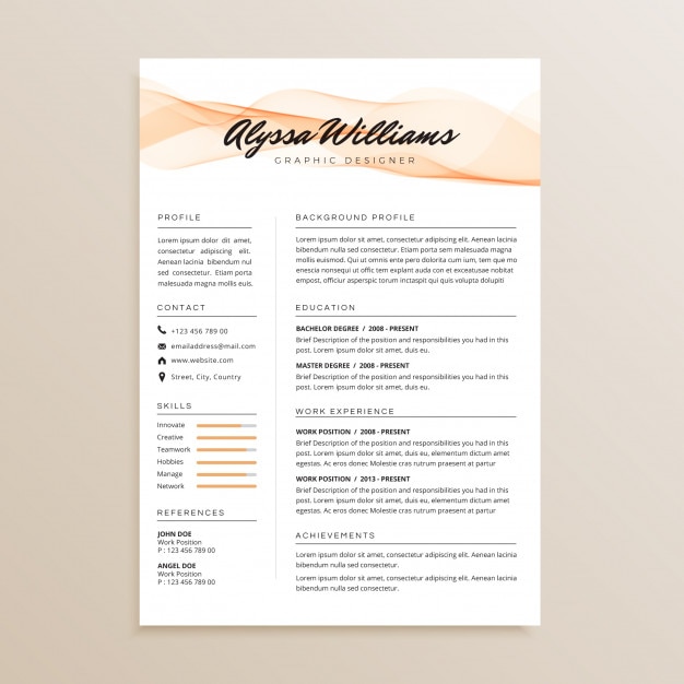 elegant simple resume cv design vector