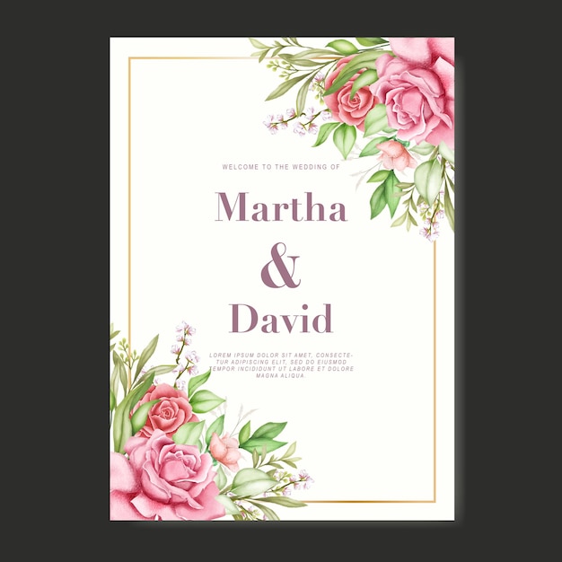 Premium Vector | Elegant soft floral wedding invitation card template
