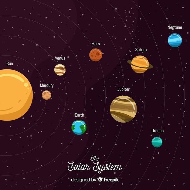 Elegant Solar System Composition With Flat Design Vector