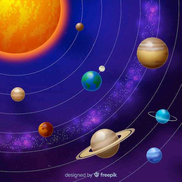 Elegant solar system scheme with realistic design | Free Vector