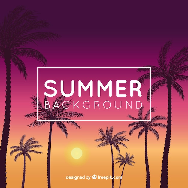 Free Vector | Elegant summer background with palm trees at sunset