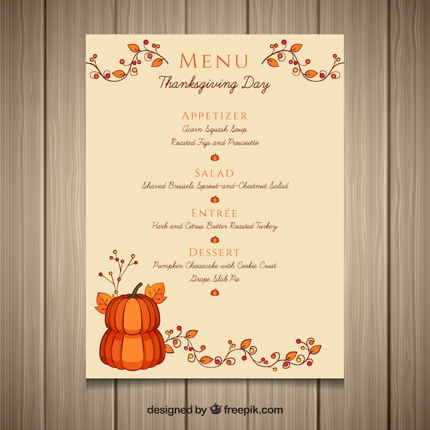 Free Vector | Elegant thanksgiving menu
