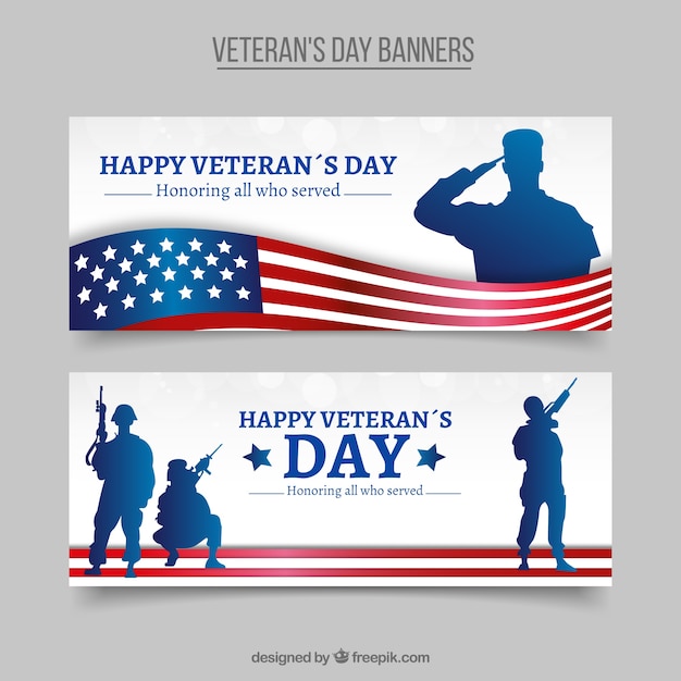 elegant veterans day banners with
silhouettes