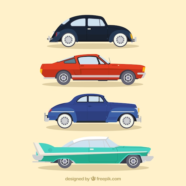 Elegant vintage car set in flat design