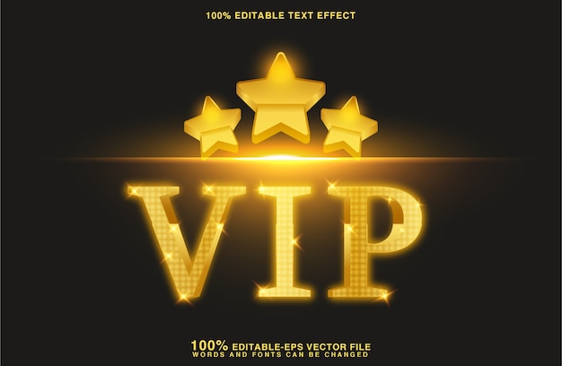 Premium Vector Elegant Vip With Golden Star Editable Text Effect