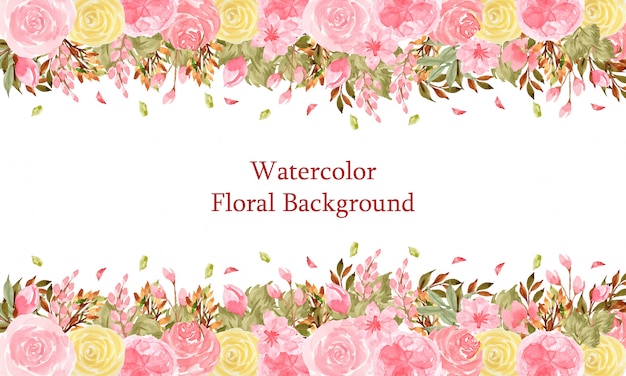 Premium Vector Elegant Watercolor Floral Background With Gorgeous Pink And Yellow Flowers