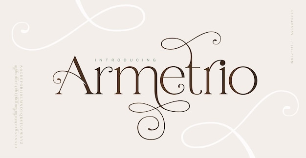 Elegant wedding alphabet letters font and number. typography classic serif fonts decorative vintage 