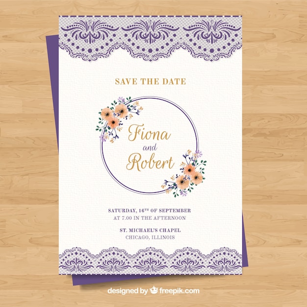 Elegant wedding card Vector | Free Download