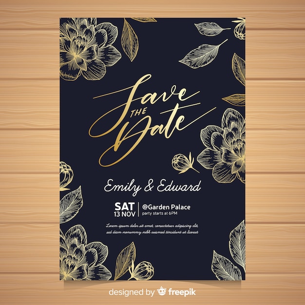 Free Vector | Elegant wedding invitation card template