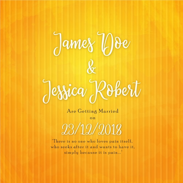 Elegant wedding invitation card in yellow background | Free Vector