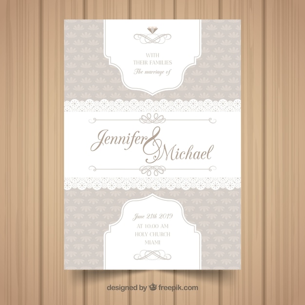 Download Elegant wedding invitation template with vintage style Vector | Free Download