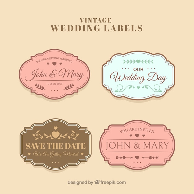 Download Free Vector | Elegant wedding label collection