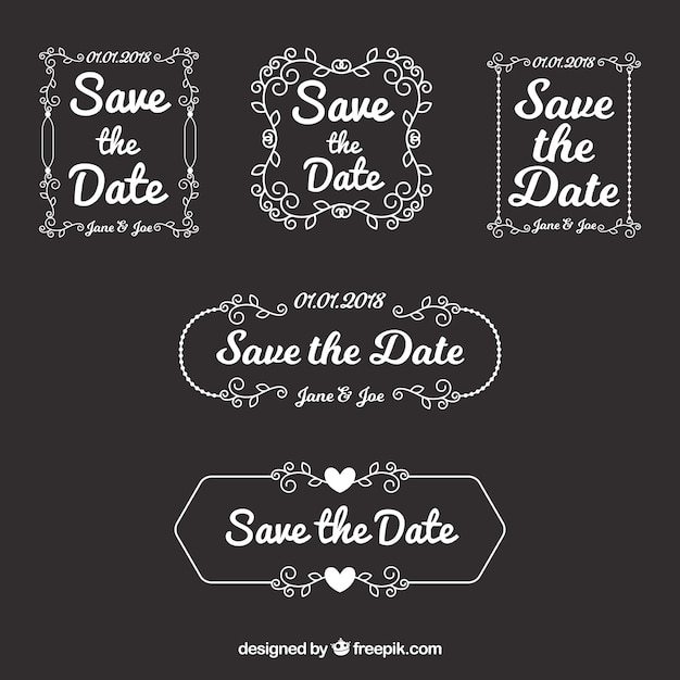 Download Elegant wedding labels with retro style | Free Vector