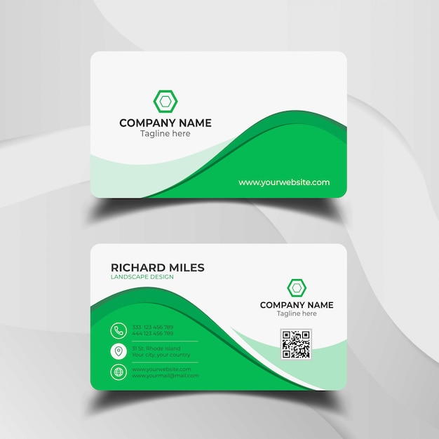  Elegant white and green business card template
