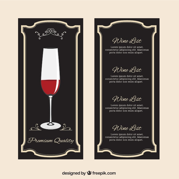 Elegant wine list