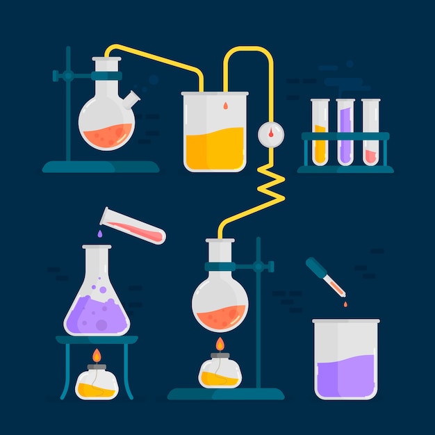 Free Vector | Elemental objects for chemistry science lab