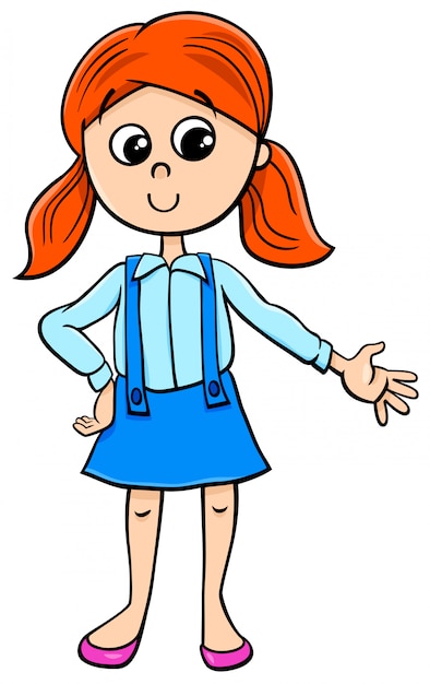 Premium Vector | Elementary age girl cartoon character