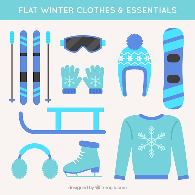 Elements and winter clothes in flat\
design